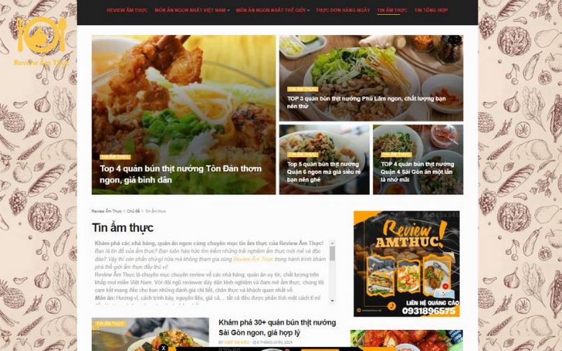 Chuyên mục Tin Ẩm Thực của website reviewamthuc.net